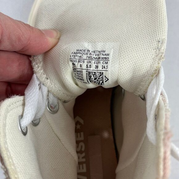 Converse Run Star Hike High Top Pink Cream Woven Women’s Size 5.5 / Men’s 8 - Picture 6 of 7